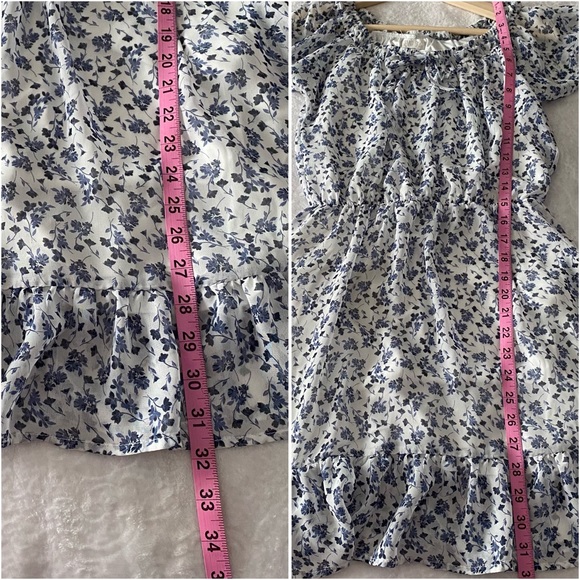 Off Shoulder Floral Print Fit & Flare Short Sleeve Dress - Picture 4 of 11